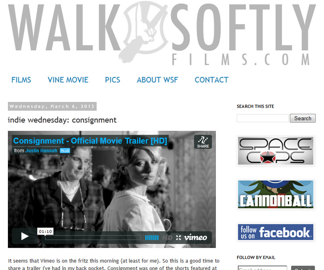 Consignment movie by Justin Hannah featured on Walk Softly Films website